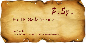 Petik Szíriusz névjegykártya